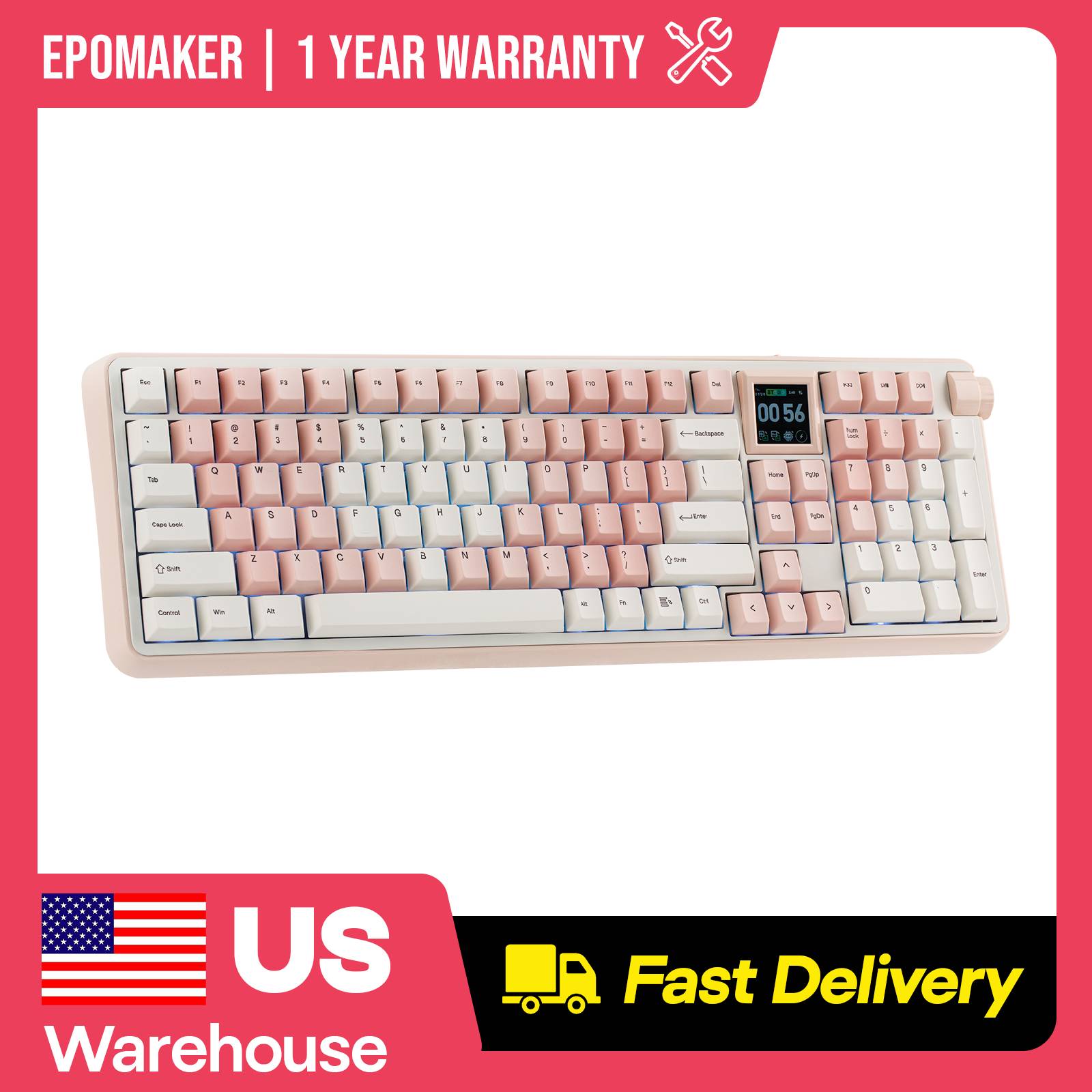 Gaming Keyboard Wireless - EPOMAKER RT100 PRO 100% Full Sized