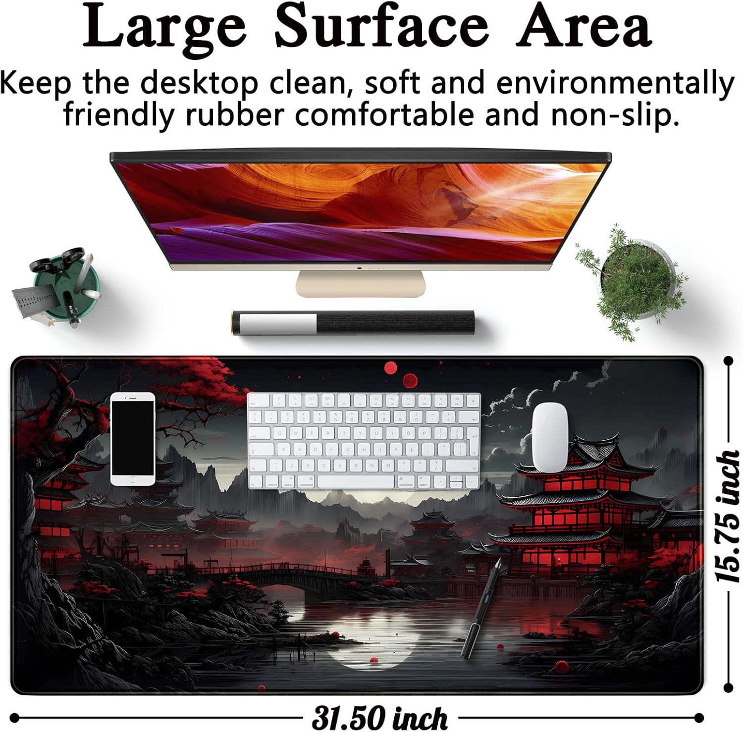 Japanese Desk Mat Riverside Fu - Gaming Keyboard And Mouse Pad 评论和价格