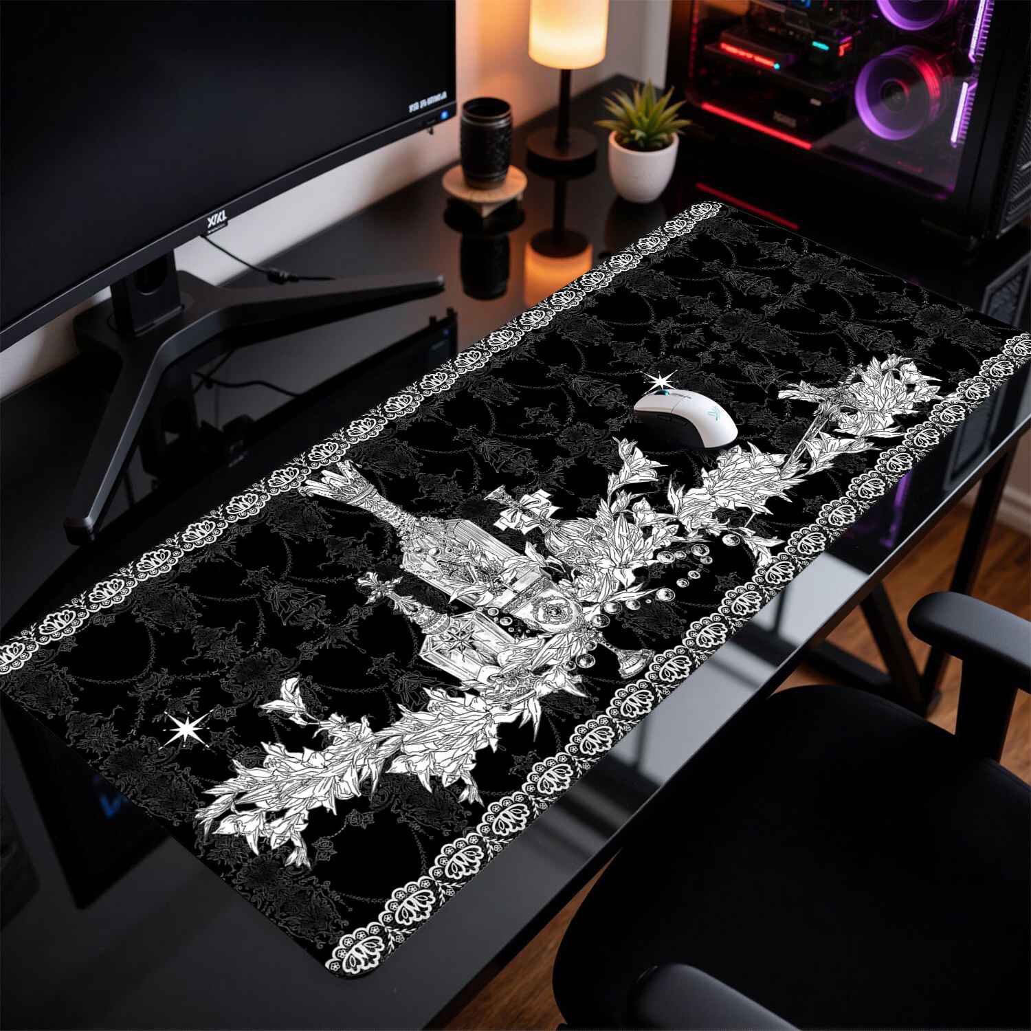 Divine Realm Gothic Building M - Gaming Keyboard And Mouse Pad 评论和价格