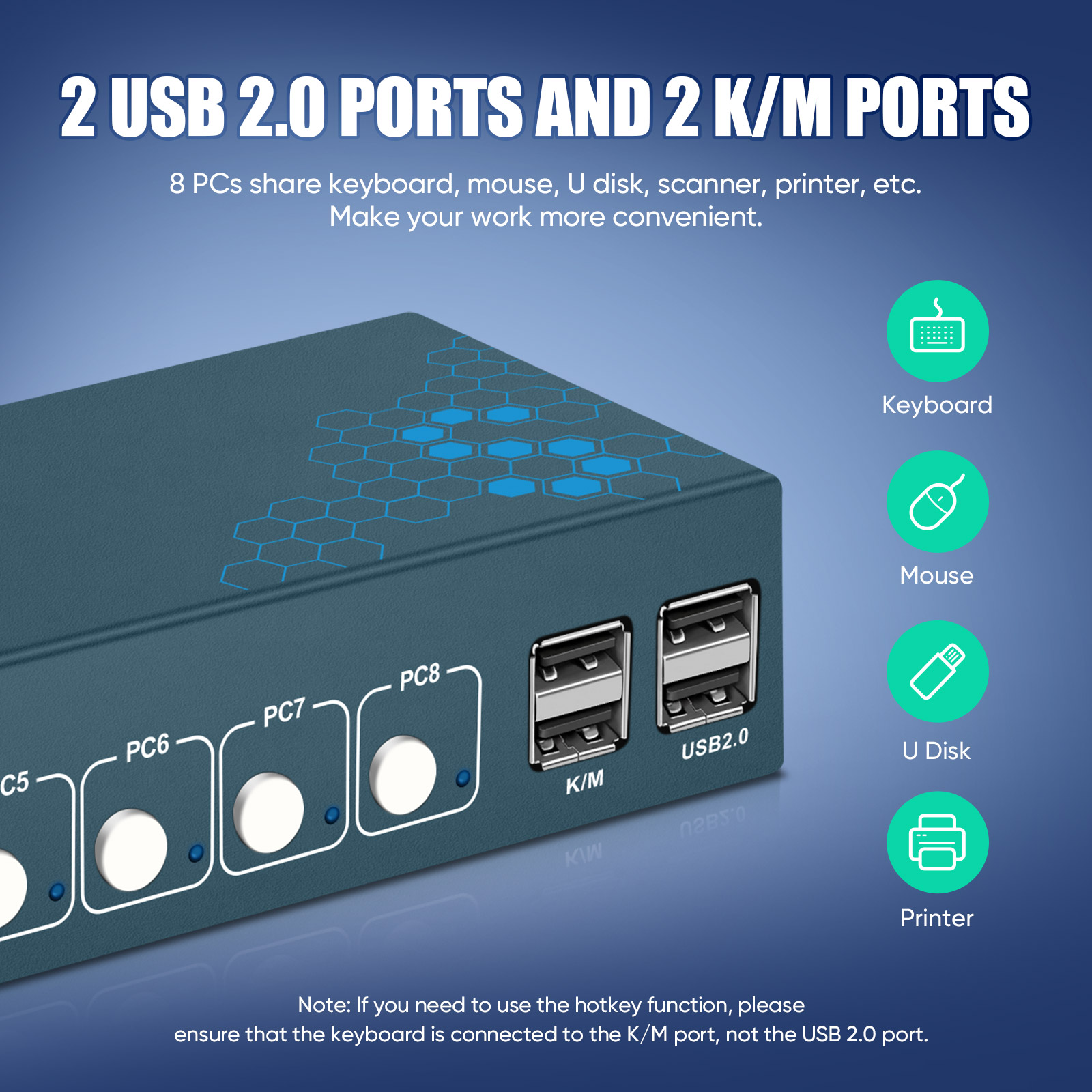 KVM Switch 8 Port HDMI KVM Swi - Gaming Keyboard And Mouse For Xbox 评论和价格